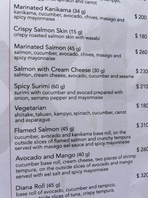 Menu  at Estoril y Murasaki in Guanajuato