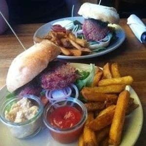 Vegetarian burger at Cafe Luna in Aalborg