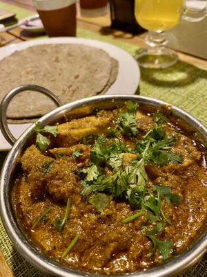 Vegan butter tofu masala with buckwheat chapatis  at The Old Vegan Central in Kathmandu