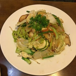 Spinach and mushroom noodles at Kay Vegan Bistro in Ho Chi Minh City