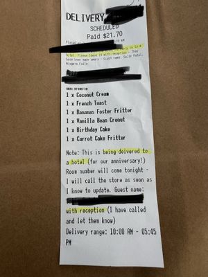 Receipt   at Beechwood Doughnuts in St Catharines