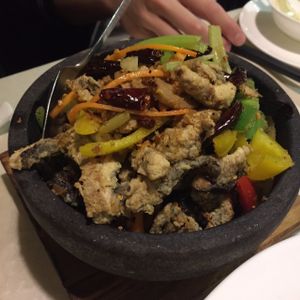 Hot Chili and Deep Fried Sliced Mushrooms at Green Veggie - Sheung Wan in Hong Kong Island