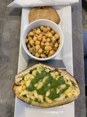 Mac n cheese pesto pita at The Vegetable Hunter Cafe and Boutique Brewery in Harrisburg