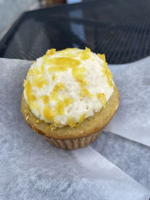 All lemon cupcake at The Vegetable Hunter Cafe and Boutique Brewery in Harrisburg