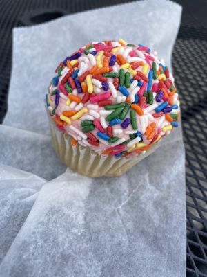 Strawberry frosted cupcake at The Vegetable Hunter Cafe and Boutique Brewery in Harrisburg