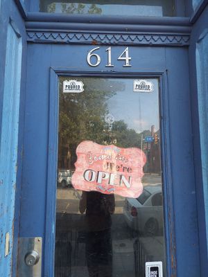 Front door at The Vegetable Hunter Cafe and Boutique Brewery in Harrisburg