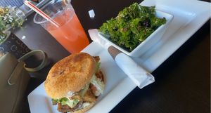 Chicken bacon ranch, kale salad, blackberry lemonade  at The Vegetable Hunter Cafe and Boutique Brewery in Harrisburg