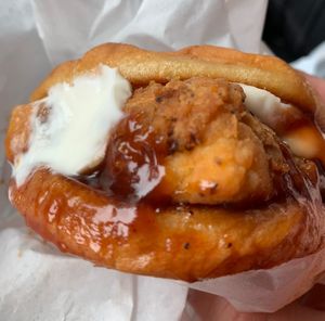 BBQ Mac & Cheese Chickn Sandwich   at The Vegetable Hunter Cafe and Boutique Brewery in Harrisburg