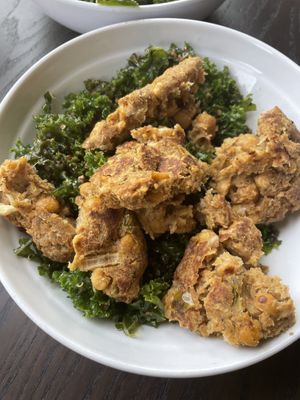 Salad version of the Crabcake Pita  at The Vegetable Hunter Cafe and Boutique Brewery in Harrisburg