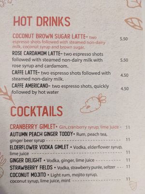 Menu at The Vegetable Hunter Cafe and Boutique Brewery in Harrisburg