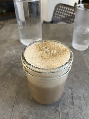 Rose Cardamom Latte  at The Vegetable Hunter Cafe and Boutique Brewery in Harrisburg