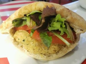 "Crab Cake" Sandwich  at The Vegetable Hunter Cafe and Boutique Brewery in Harrisburg