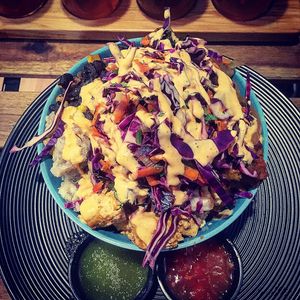 Taco bowl  at The Vegetable Hunter Cafe and Boutique Brewery in Harrisburg
