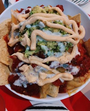 The Loaded Vegan Nachos, but without the beans.  at The Vegetable Hunter Cafe and Boutique Brewery in Harrisburg