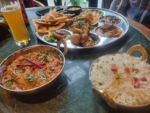 Chick'n Achaari, Rice and the Thali at OMNOM Birmingham in Birmingham