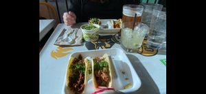 Seitan barbacoa taco and impossible burg'r toco at El Borracho - Pike Place Market in Seattle