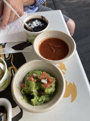 Guacamole salsa and side of black beans  at El Borracho - Pike Place Market in Seattle