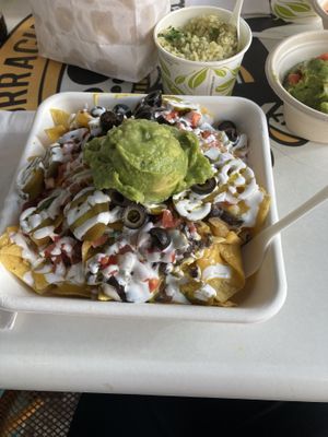 Nachos with black beans. Delicious    at El Borracho - Pike Place Market in Seattle