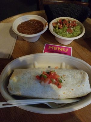 Barbacoa burrito, chips and guac. at El Borracho - Pike Place Market in Seattle