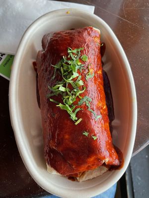 Chipotle burrito with red sauce  at El Borracho - Pike Place Market in Seattle