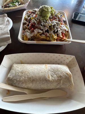 Burrito and nachos at El Borracho - Pike Place Market in Seattle