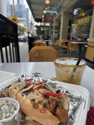 Barbacoa dog, tamarind margarita  at El Borracho - Pike Place Market in Seattle