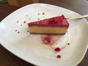 Raspberry cheesecake  at Moksha in Kaunas