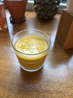 Passion fruit and mango lassi  at Moksha in Kaunas