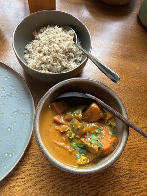 Coconut rica and sweet potato mango lassi  at Moksha in Kaunas