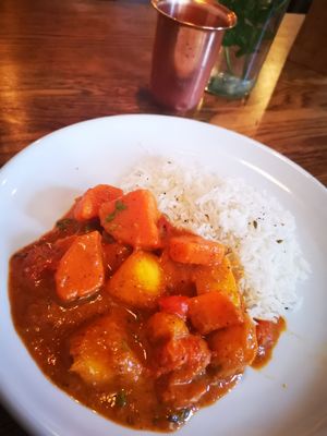 The coconut mango curry was delishes at Moksha in Kaunas