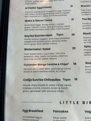 Menu   at Birdies Social Club in West Sacramento