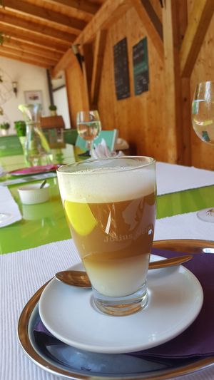 Rice milk cafe latte at Katharinas Veganer Naturgasthof in Lienz
