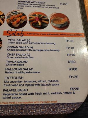 Salad at Saray Restaurant Waterfront in Western Cape