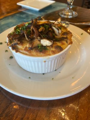 Broccoli and shiitake bacon soufflé. I felt like I died and went to vegan heaven!  at Sanctuary Bistro in Charlotte