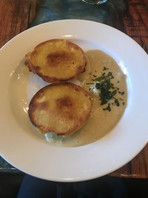 Turmeric raviolis - stuffed with beets and other things. Seriously so good. at Sanctuary Bistro in Charlotte