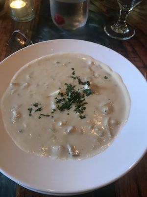 Soup de jour - “clam” chowder. Seriously AMAZING at Sanctuary Bistro in Charlotte