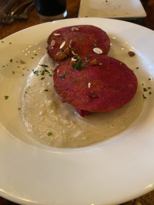 Beet fried raviolis   at Sanctuary Bistro in Charlotte