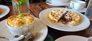 Chocolate chip waffle at Sanctuary Bistro in Charlotte