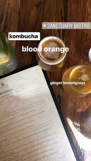 kombucha samplers: blood orange/ ginger lemongrass  at Sanctuary Bistro in Charlotte