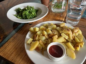 Garlic greens and potatoes   at Sanctuary Bistro in Charlotte