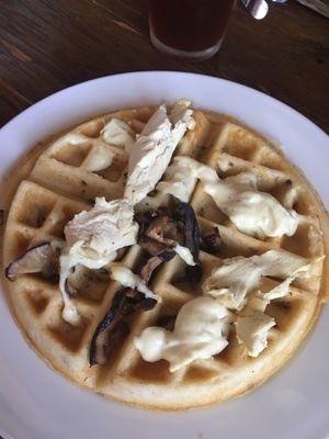 Bacon and cheese waffle at Sanctuary Bistro in Charlotte