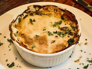 Bacon and broccoli soufflé  at Sanctuary Bistro in Charlotte