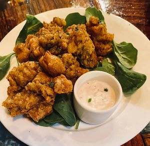 Crispy oyster mushrooms  at Sanctuary Bistro in Charlotte