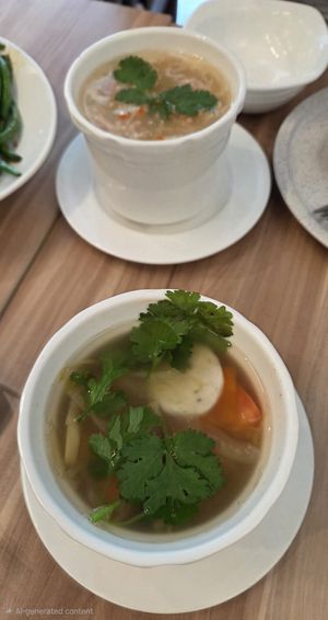 Classic “Say No to Shark’s Fins” Soup. Pig’s Tripe Pepper Soup w Preserved Salted Veg (served per bowl) at Mother Earth Classic Vegetarian 大地之素 (Balestier) in Central Singapore