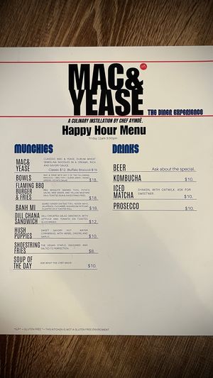 The happy hour menu they open at 10:30  at Mac & yease  in Los Angeles