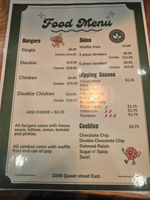 Menu as of Feb 1, 2026 at Soy Boys in Toronto