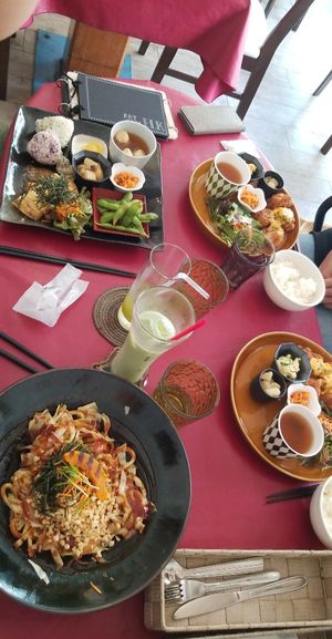 The meals on the left are vegan. The yakiudon noodles were absolutely sugoi(awesome!) And the tofu platter was filling and delicious! at Art Cafe ELK in Hiroshima