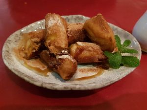 Vegan Banana Spring Roll (Large Size) at Art Cafe ELK in Hiroshima