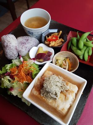 The best tofu I've had. Server said she cooked it in rice flour at Art Cafe ELK in Hiroshima