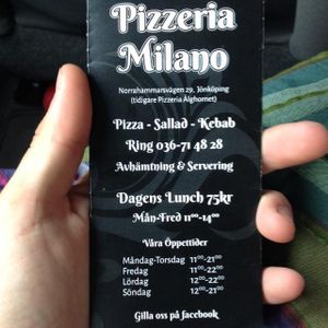 info  at Pizzeria Milano in Jonkoping